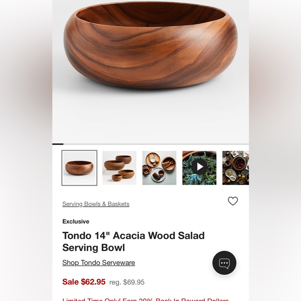 Teak Large Wood Salad Bowl. Made in Thailand. - Picture 13 of 14